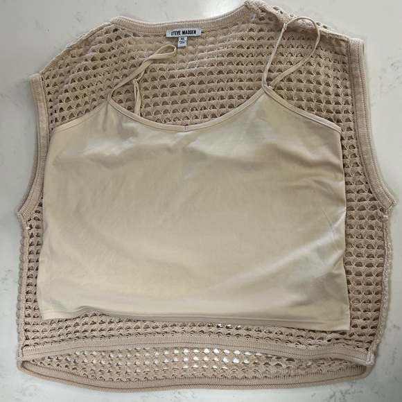 Steve Madden Tan Mesh Women's Top - Picture 12 of 12